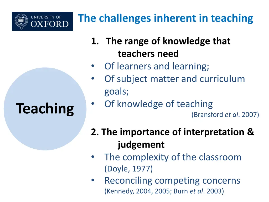 the challenges inherent in teaching 1