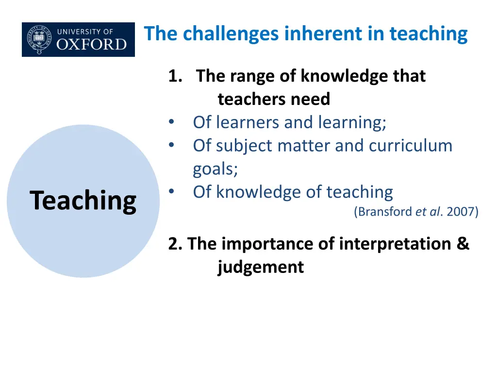 the challenges inherent in teaching