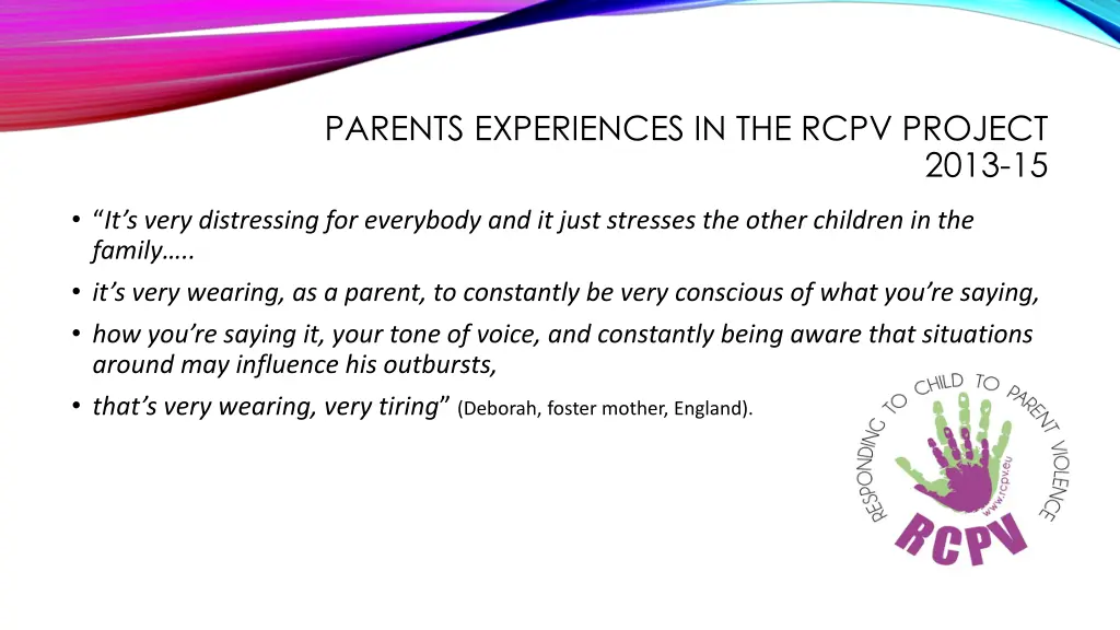 parents experiences in the rcpv project 2