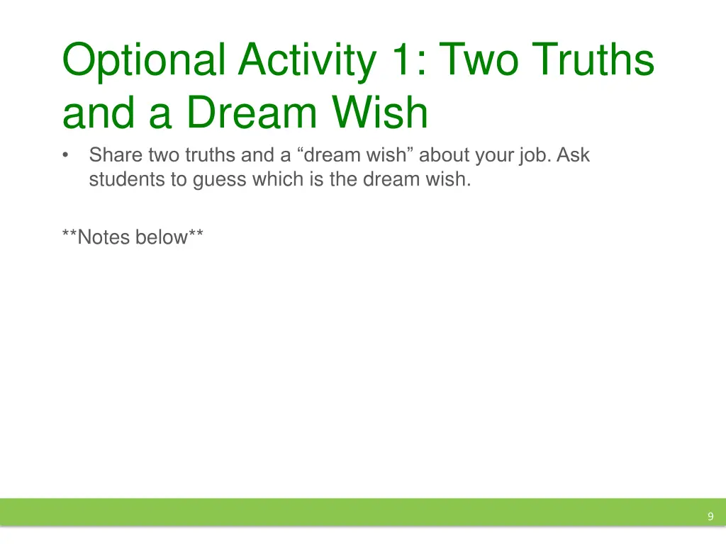 optional activity 1 two truths and a dream wish