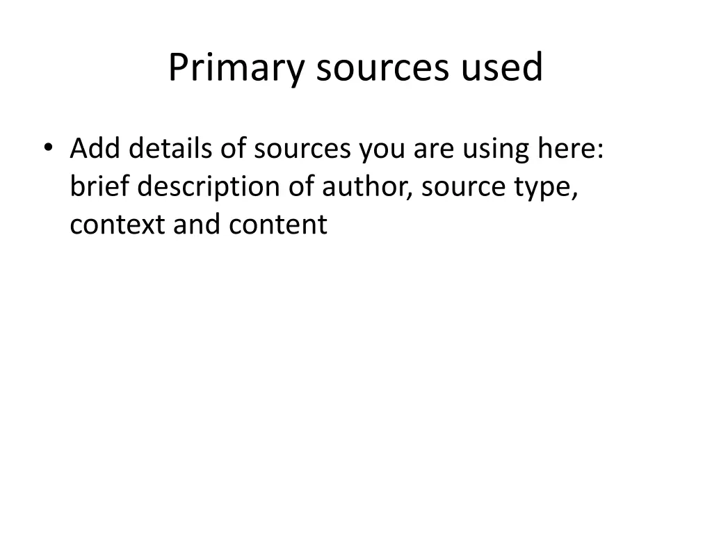 primary sources used