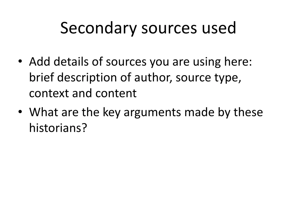 secondary sources used