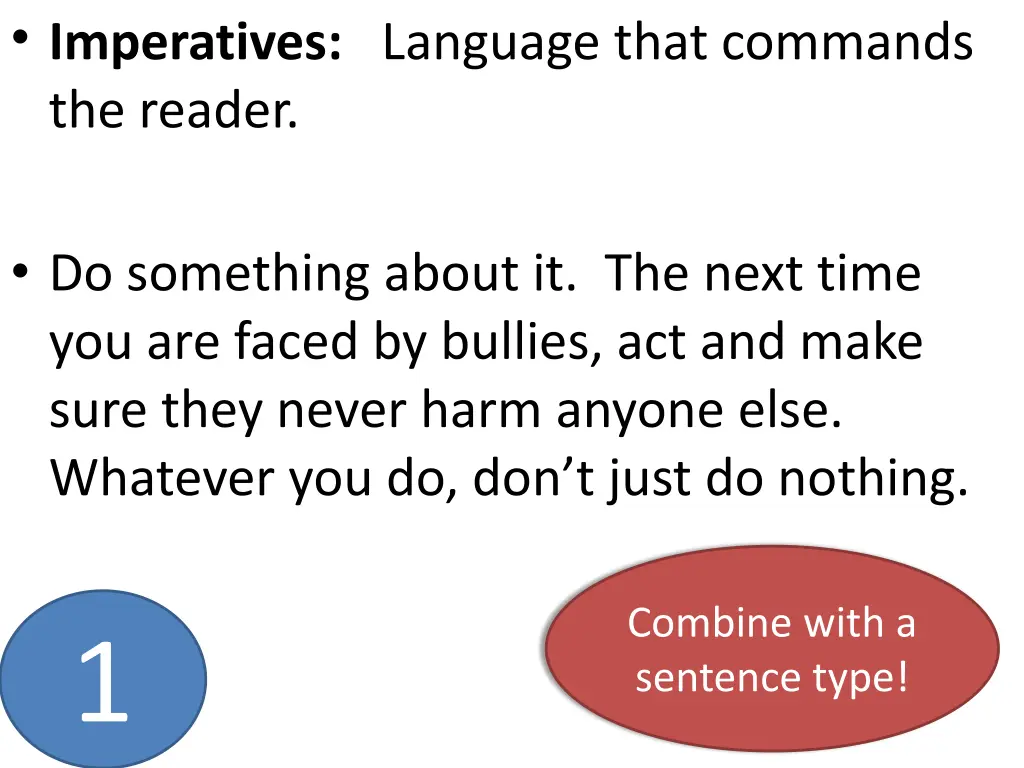 imperatives language that commands the reader