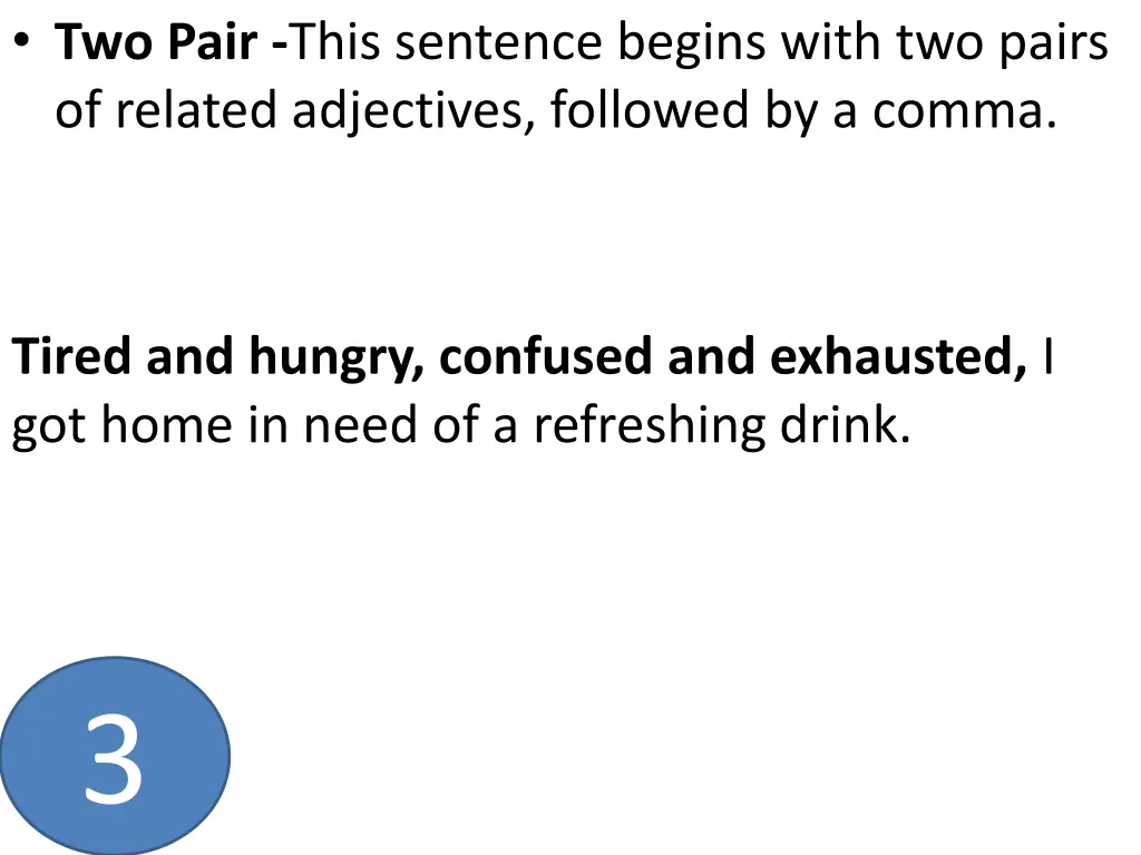 two pair this sentence begins with two pairs