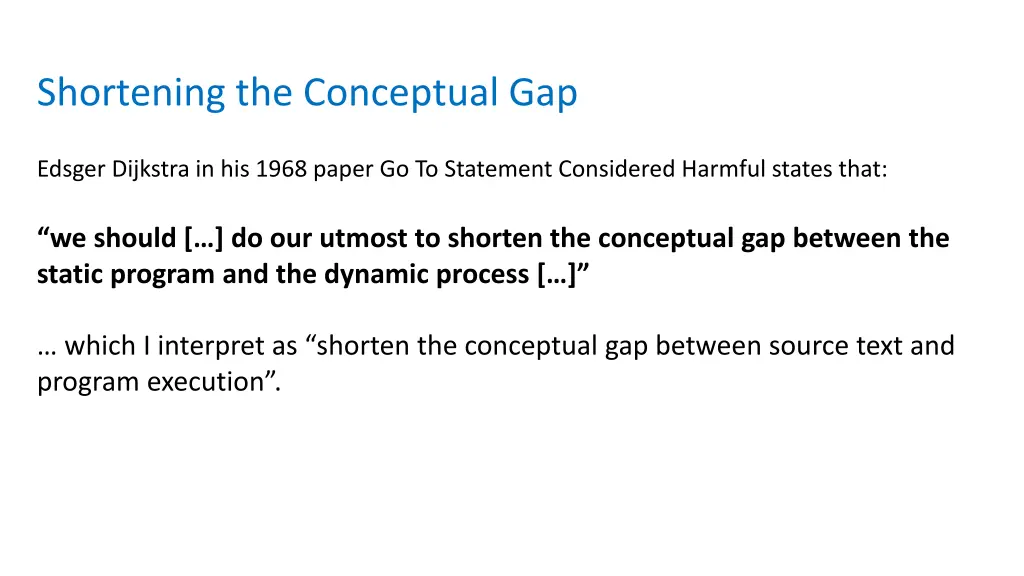 shortening the conceptual gap 2