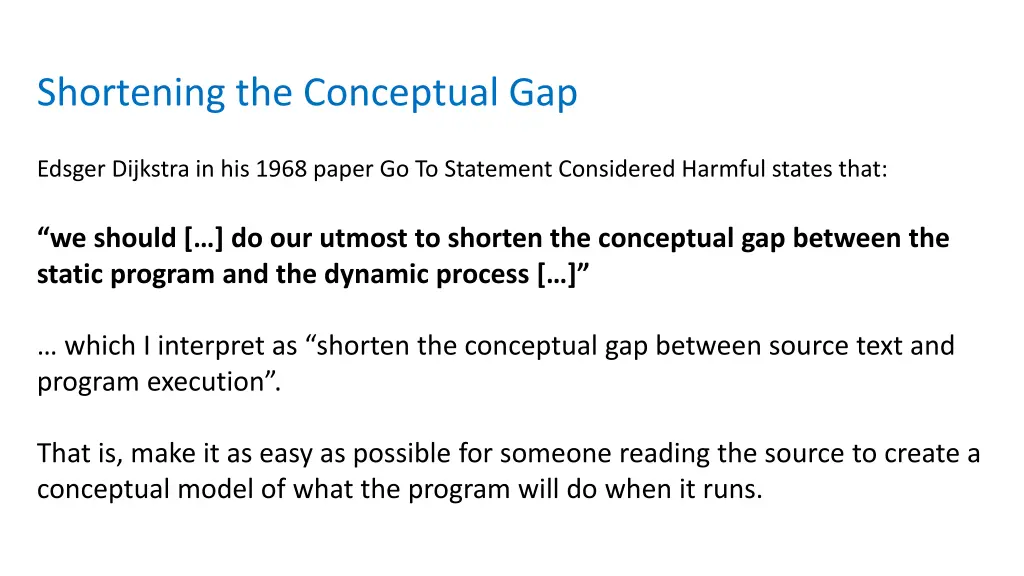 shortening the conceptual gap 3