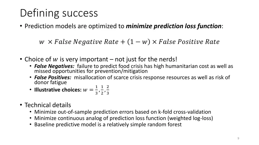 defining success prediction models are optimized