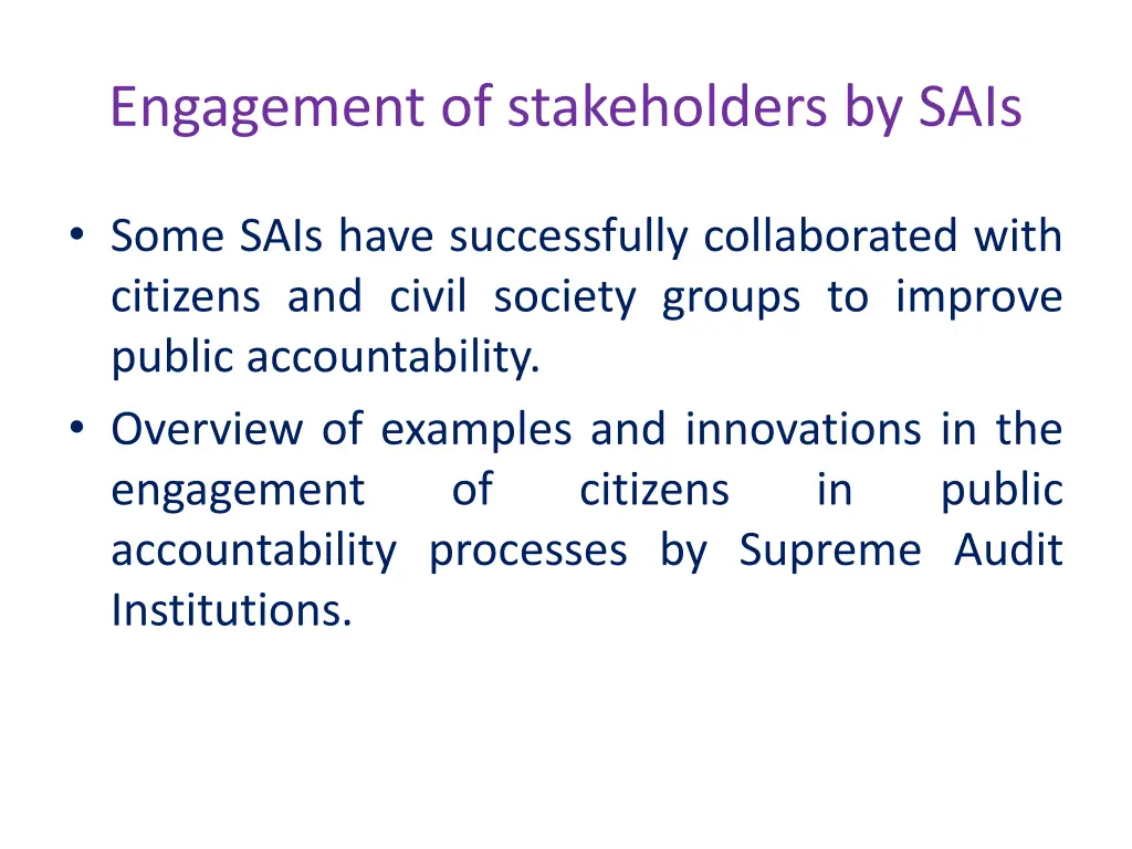 engagement of stakeholders by sais 1