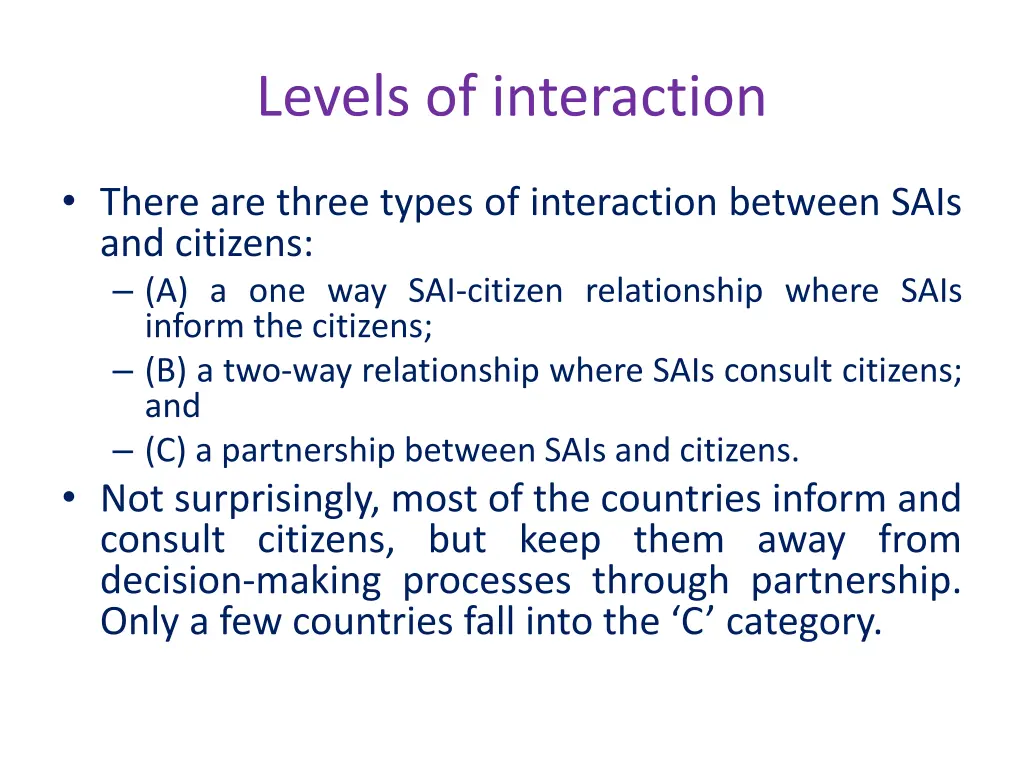 levels of interaction