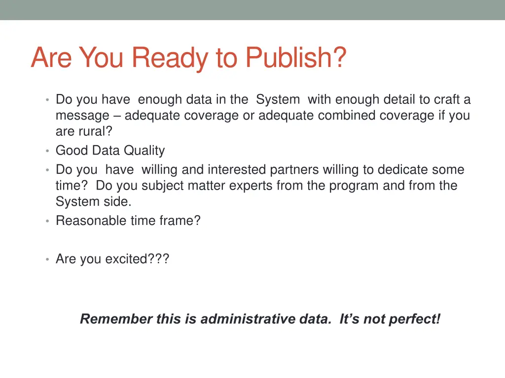 are you ready to publish