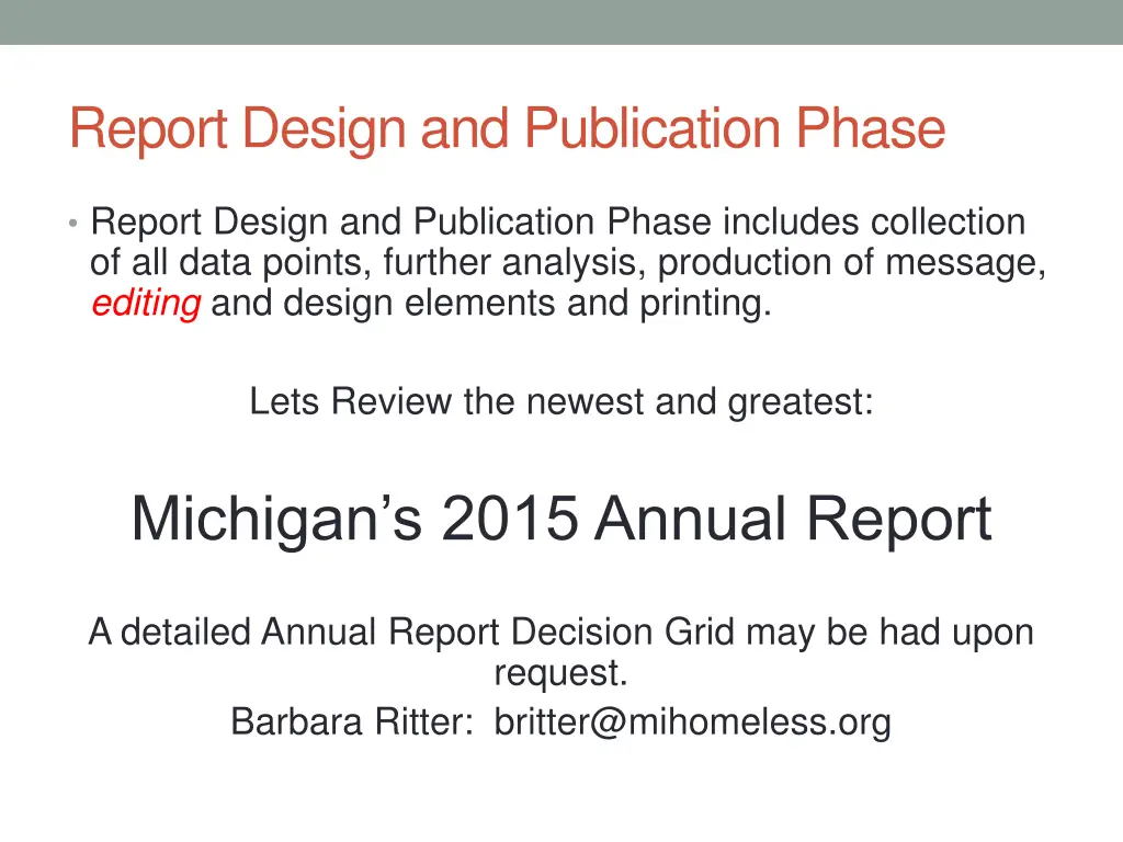 report design and publication phase