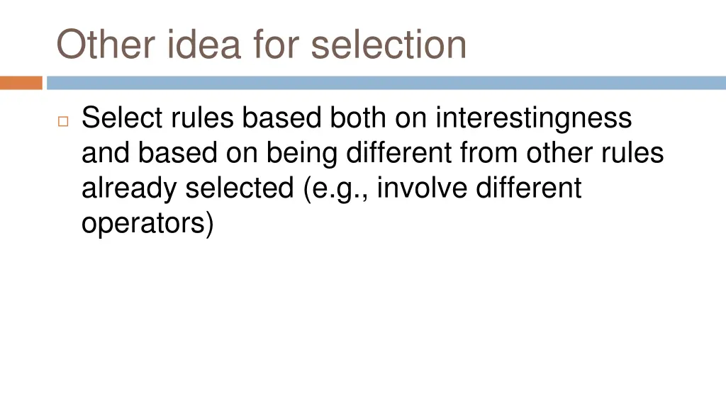 other idea for selection