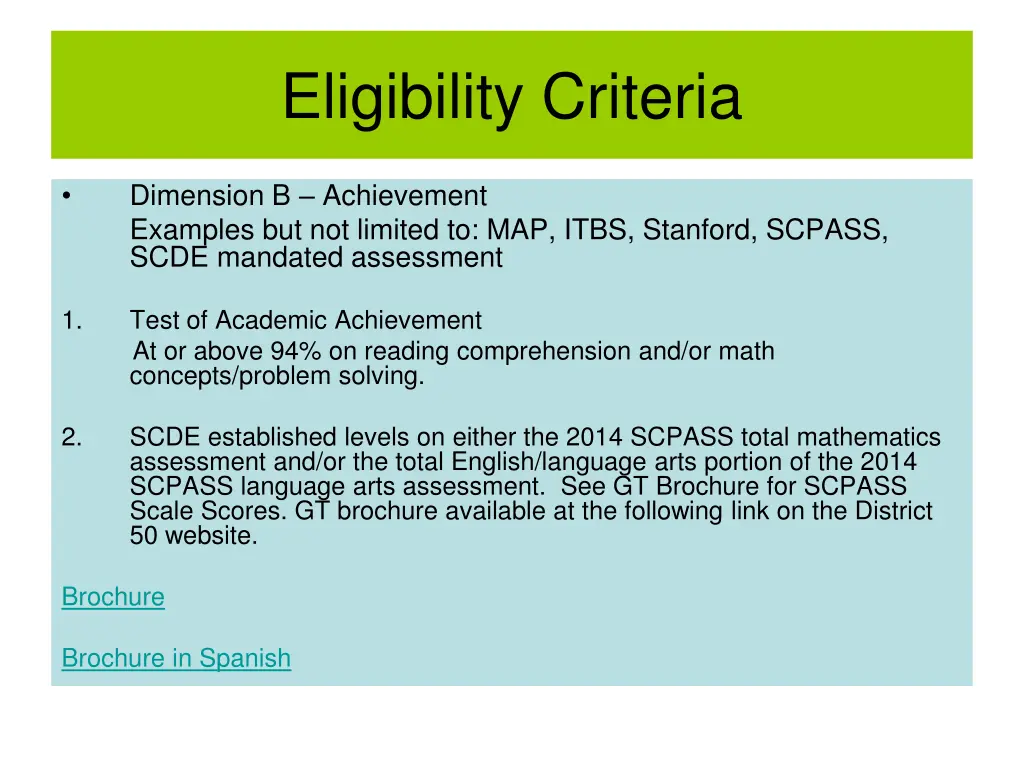 eligibility criteria 1