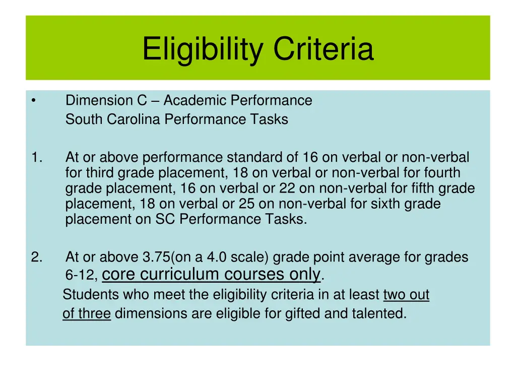 eligibility criteria 2