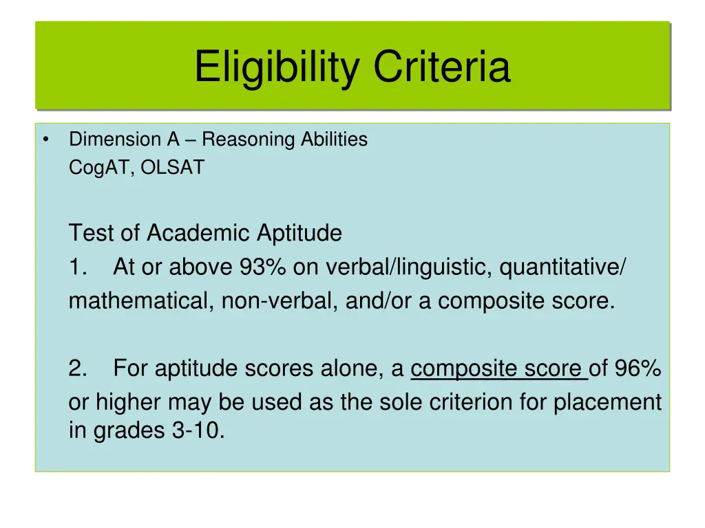 eligibility criteria