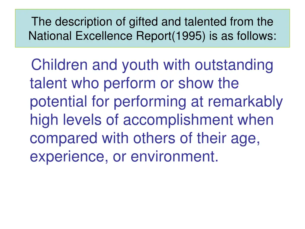 the description of gifted and talented from