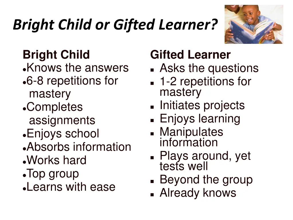 bright child or gifted learner