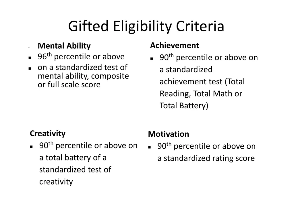 gifted eligibility criteria