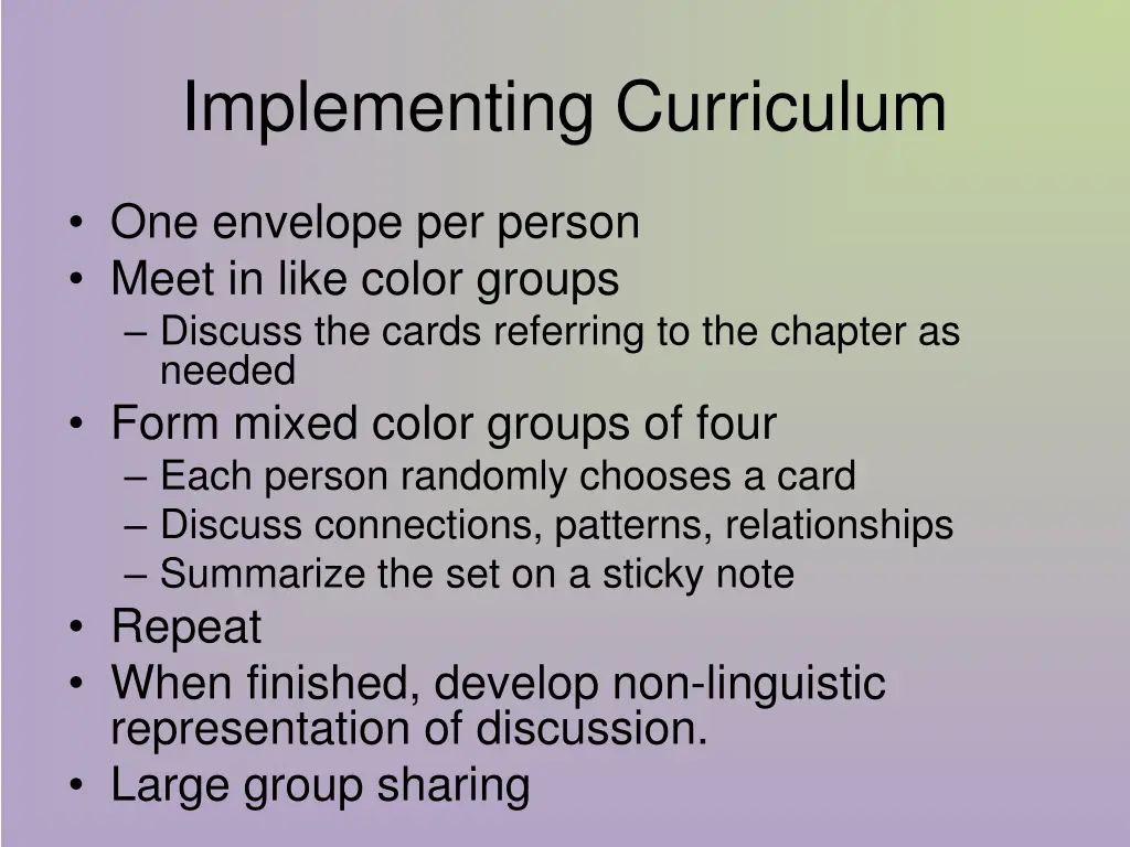 implementing curriculum