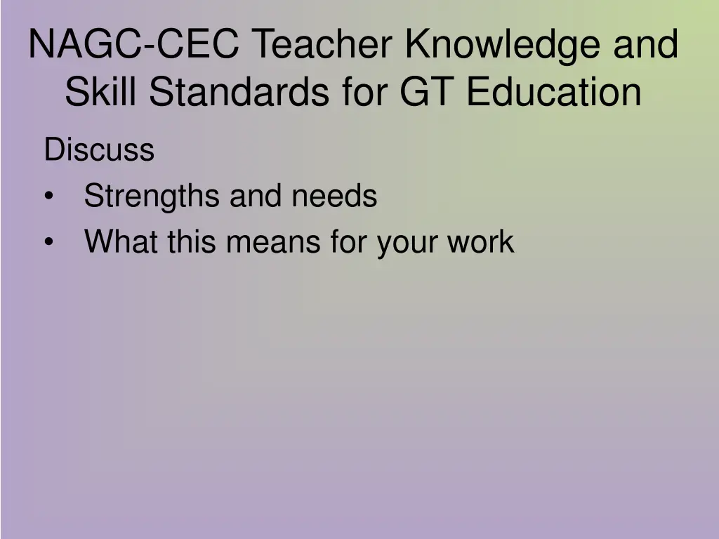 nagc cec teacher knowledge and skill standards 1