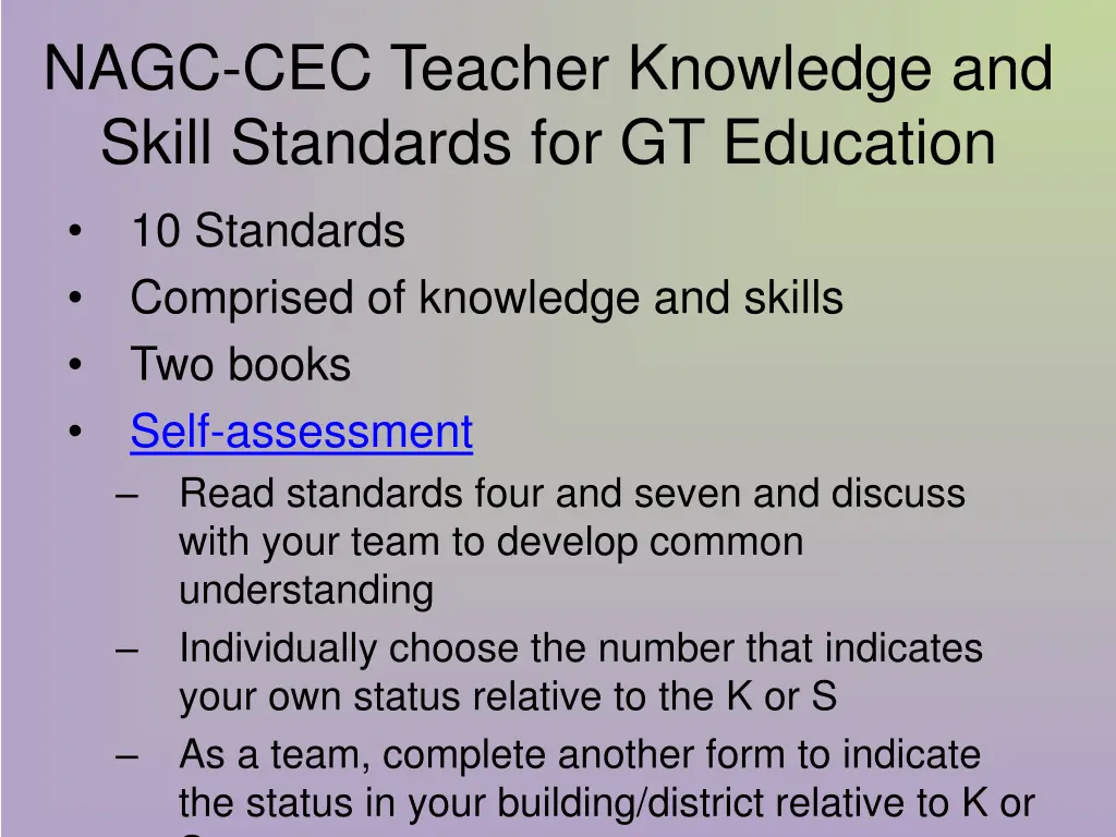 nagc cec teacher knowledge and skill standards