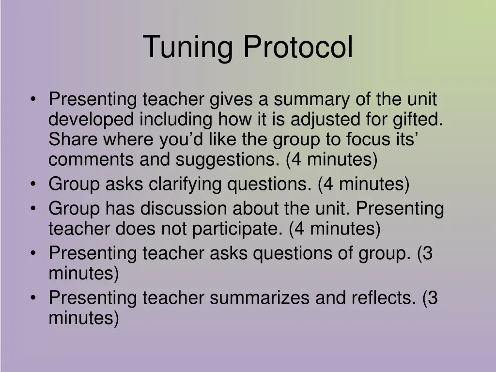 tuning protocol