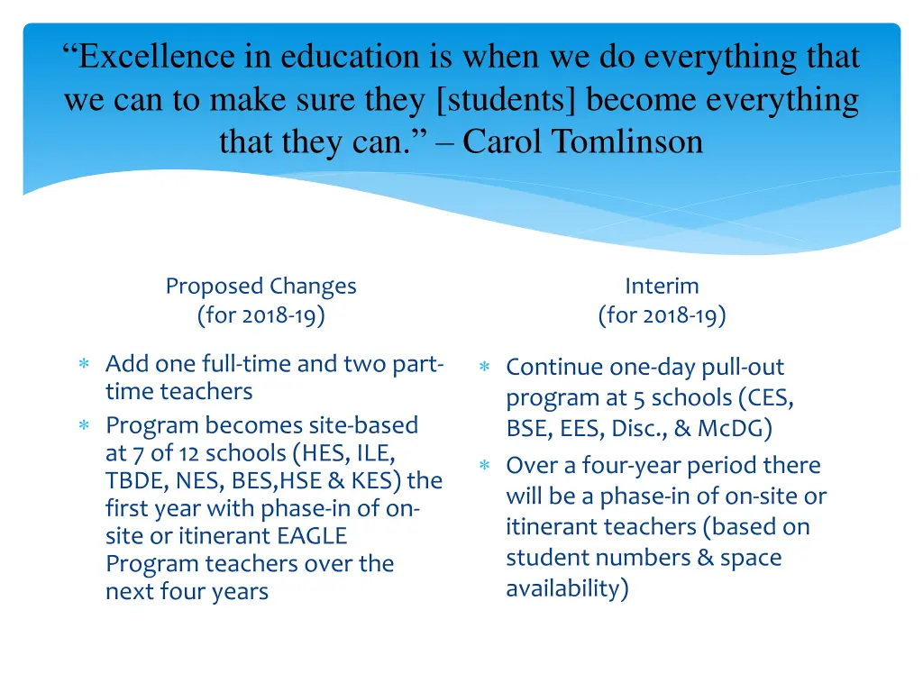 excellence in education is when we do everything