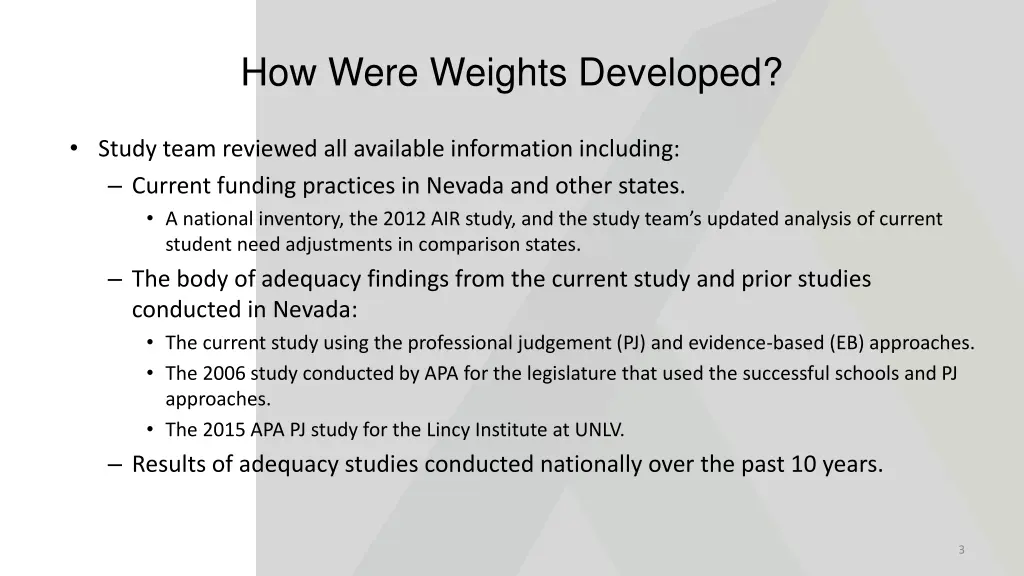 how were weights developed