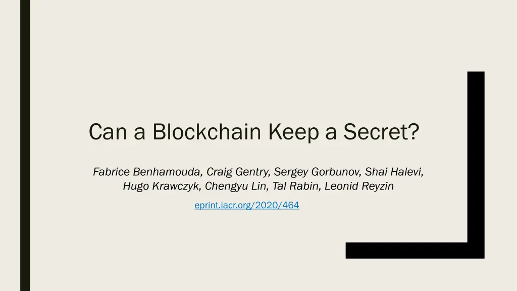 can a blockchain keep a secret