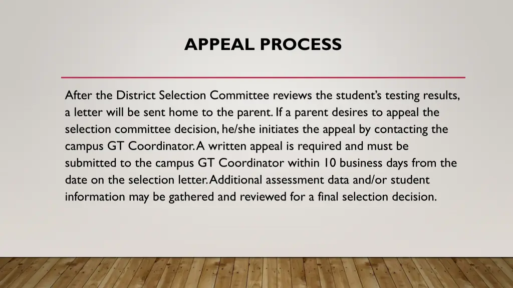 appeal process