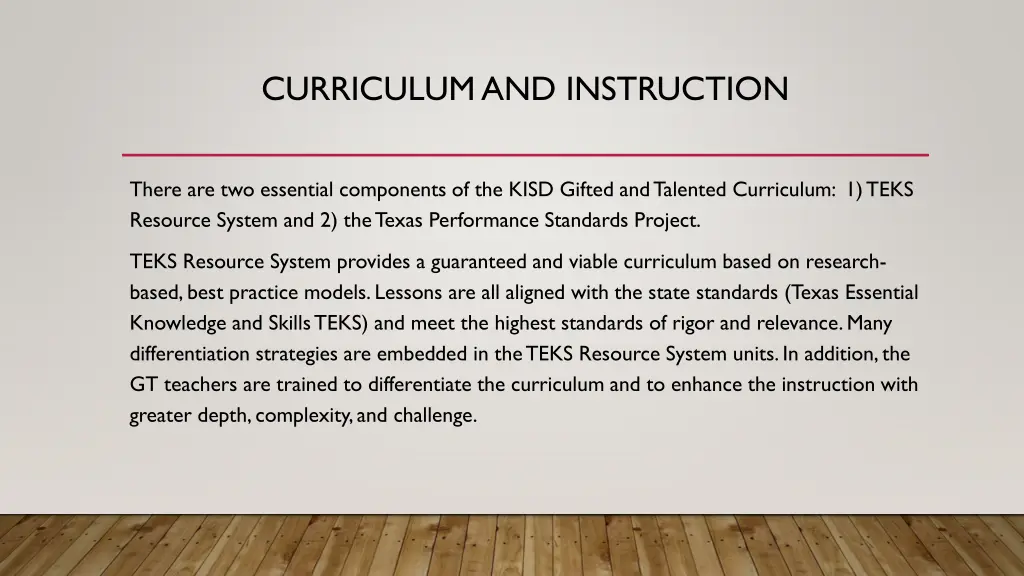 curriculum and instruction