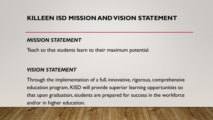 killeen isd mission and vision statement