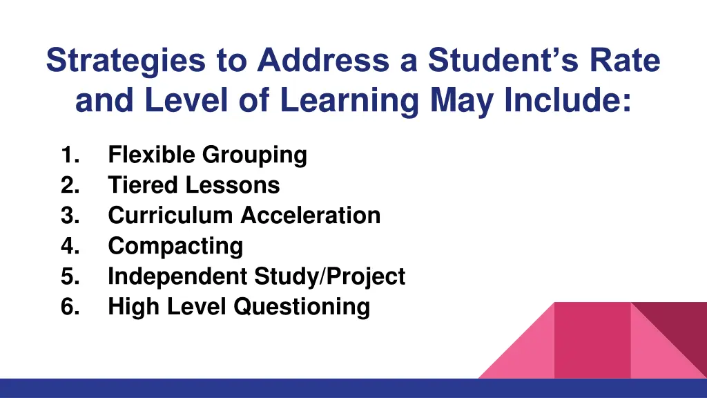 strategies to address a student s rate and level