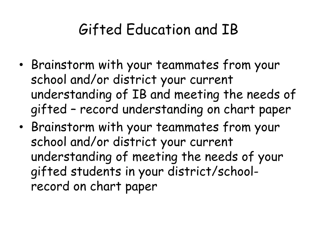 gifted education and ib