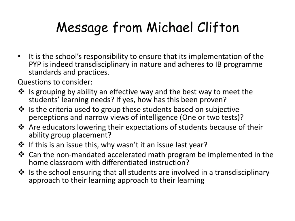 message from michael clifton