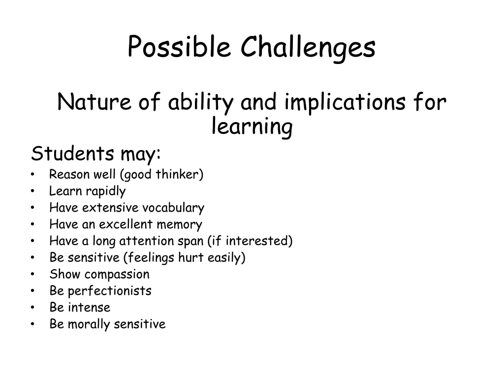 possible challenges