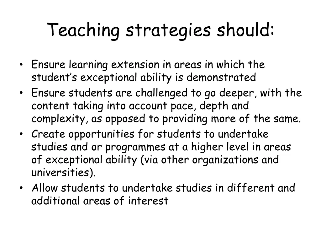 teaching strategies should