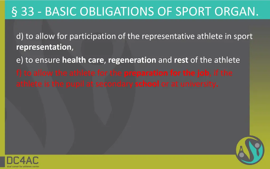 33 basic obligations of sport organ 1