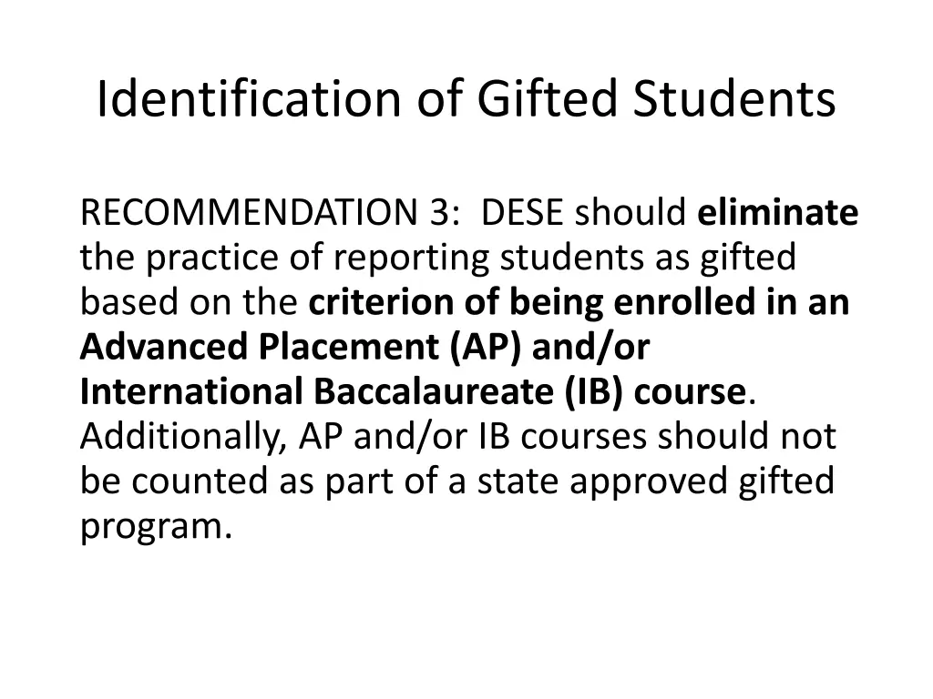 identification of gifted students