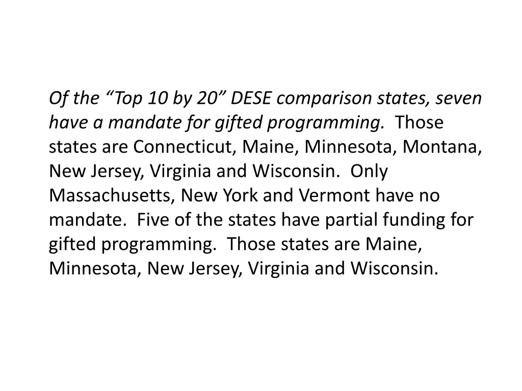 of the top 10 by 20 dese comparison states seven