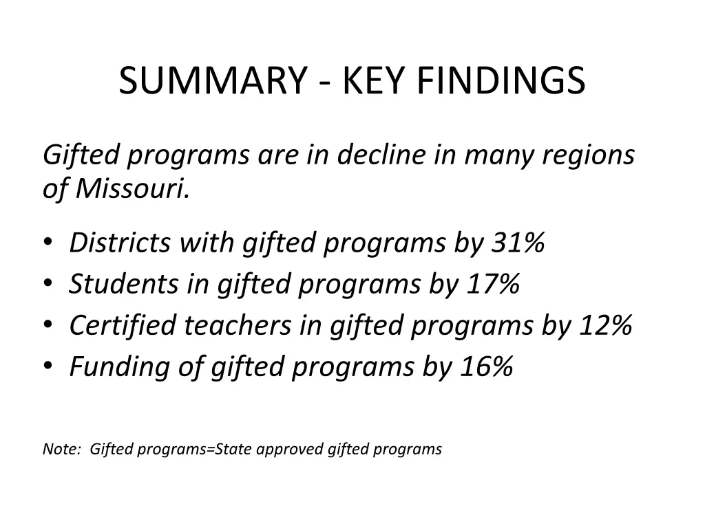 summary key findings