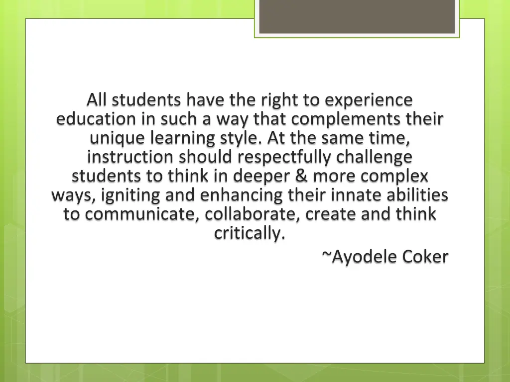 all students have the right to experience