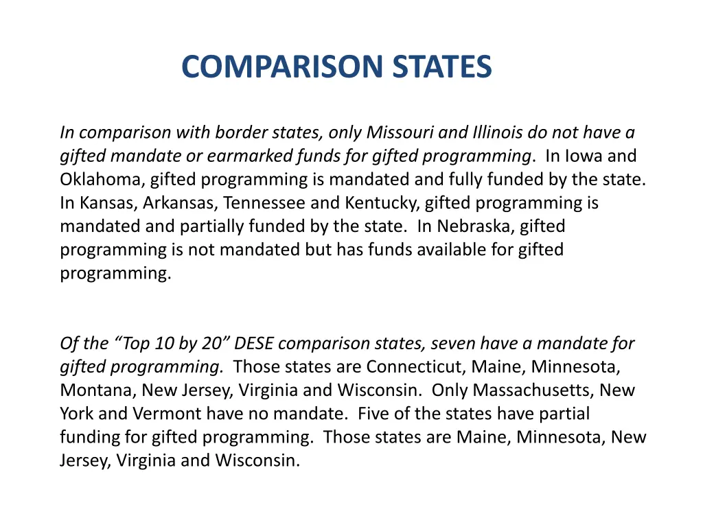 comparison states