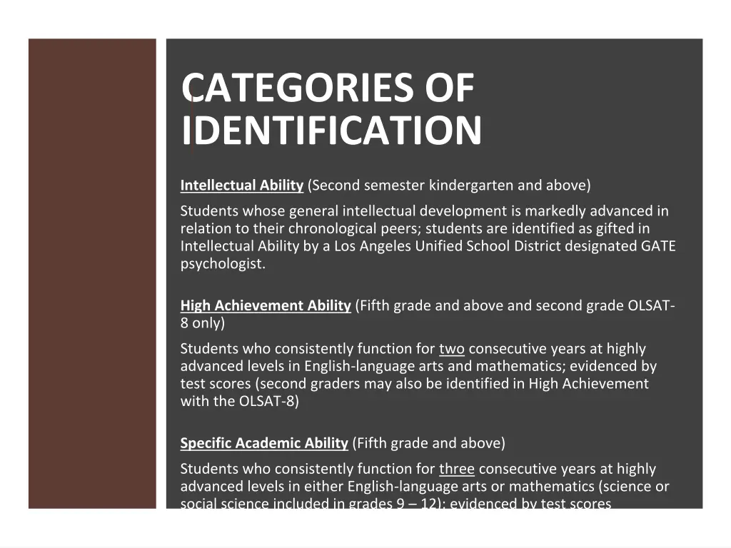 categories of identification