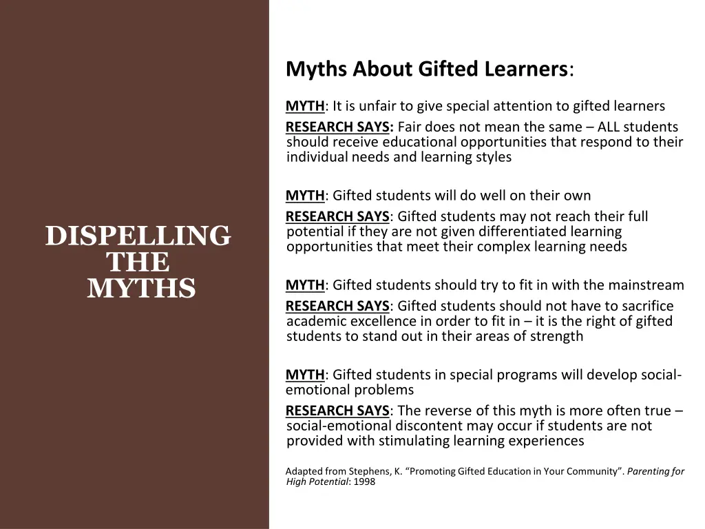 myths about gifted learners