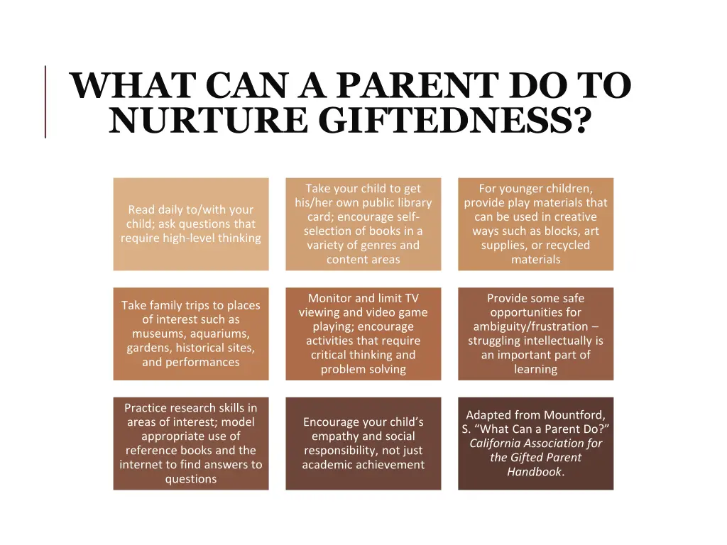 what can a parent do to nurture giftedness