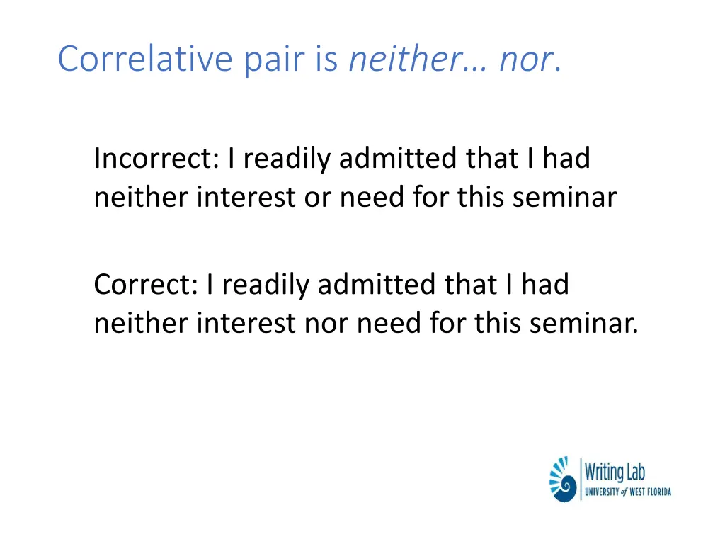 correlative pair is neither nor