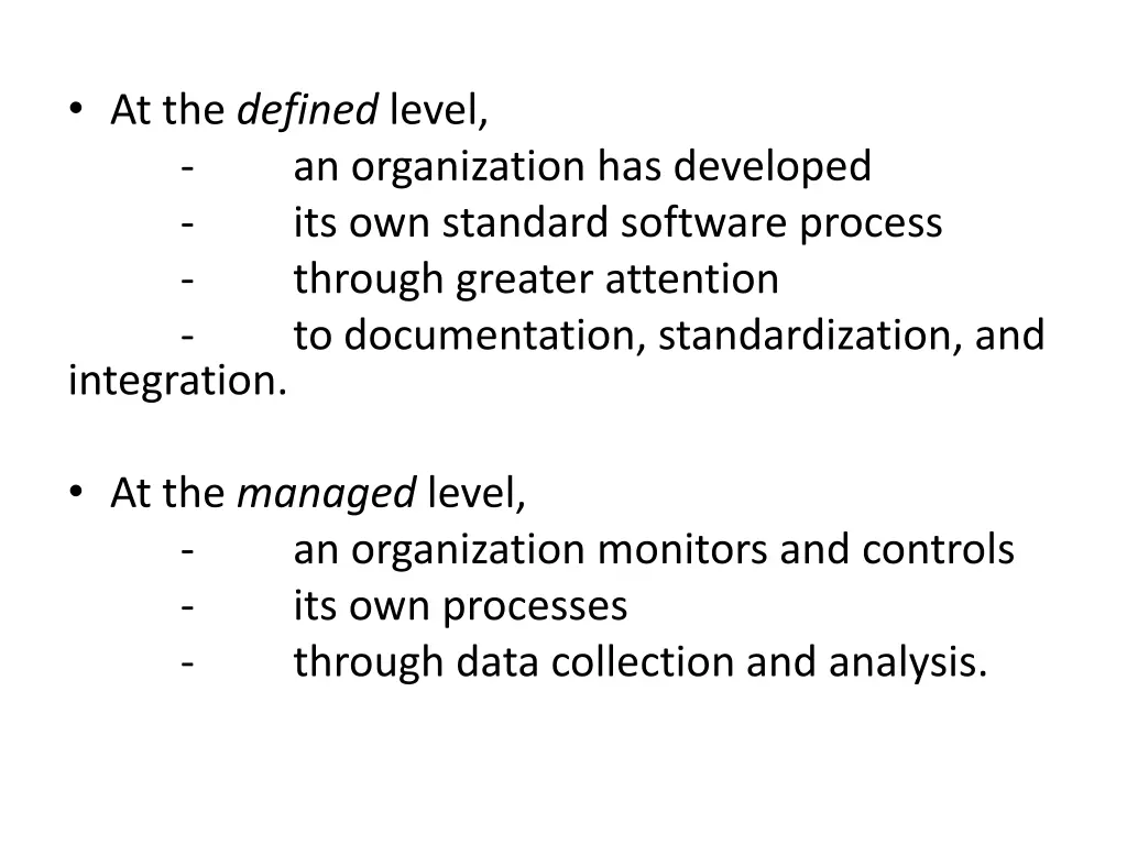 at the defined level integration