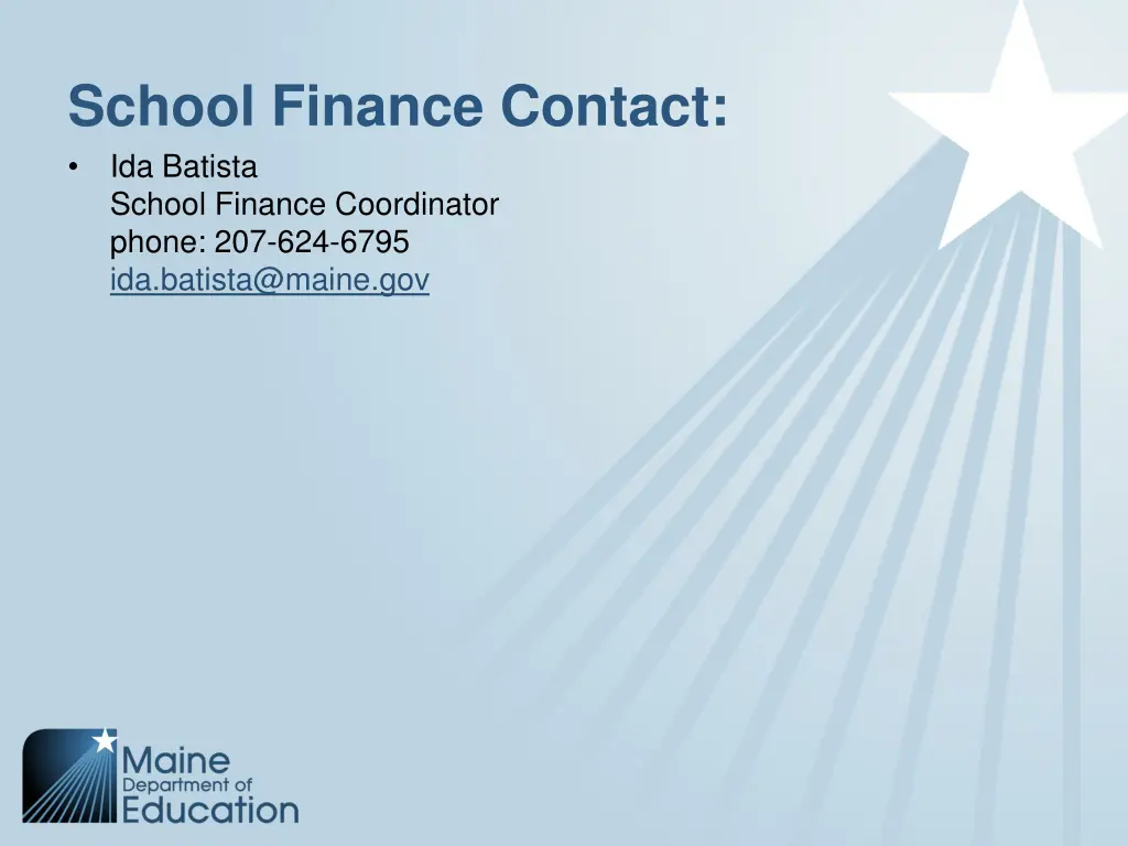 school finance contact ida batista school finance