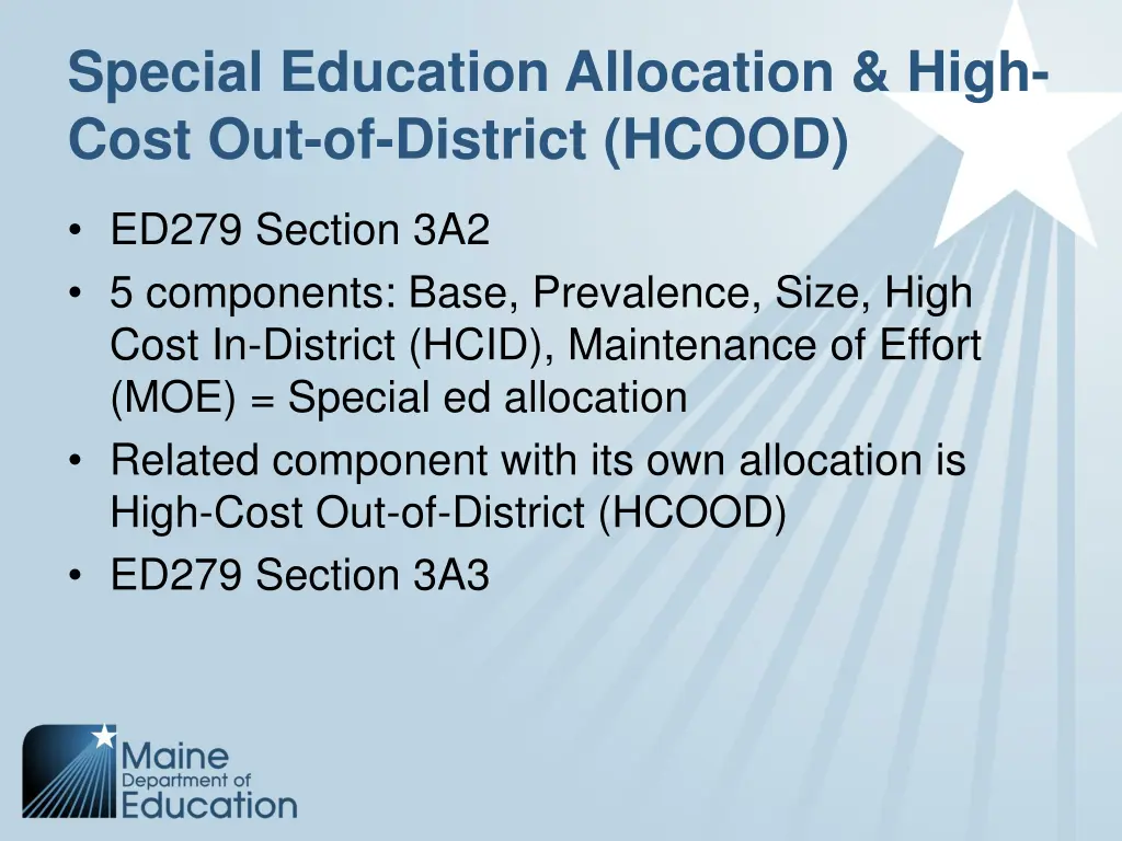 special education allocation high cost